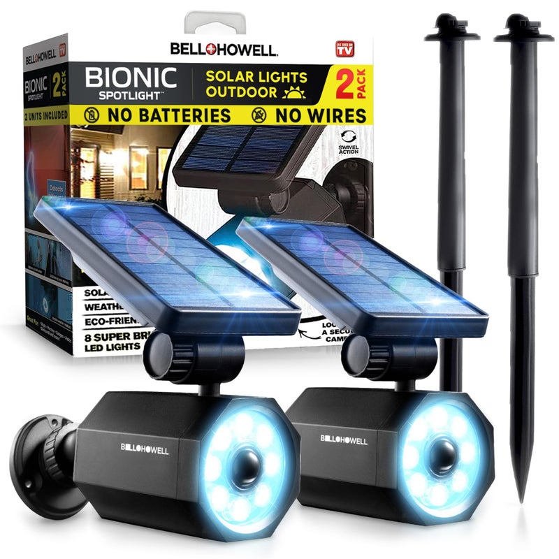 Bell Howell Bell+Howell Bionic Spotlight LED Solar Lights Solar-Powered Spot Light with 25 Feet Motion Sensor Outdoor Waterproof Frost Resistant Yard Outdoor Lighting As Seen On TV (Original, Set of 2) - Image 1